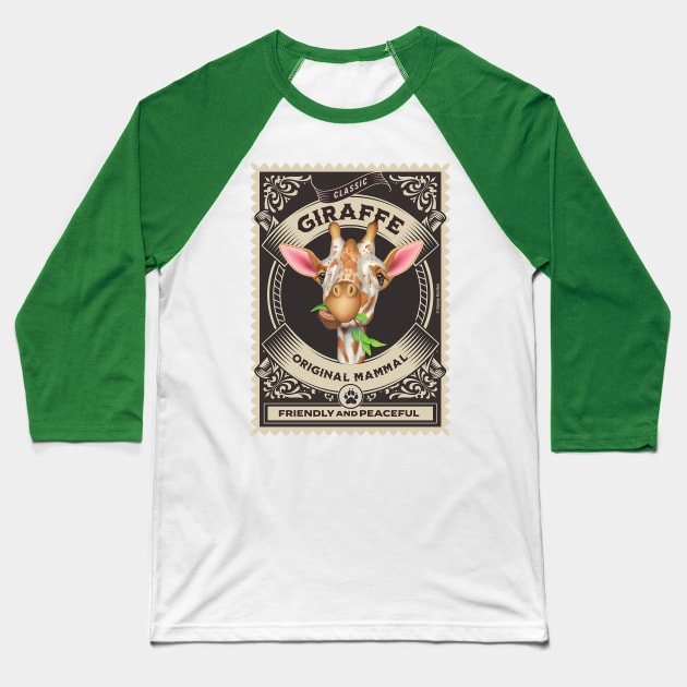 Classic giraffe friendly and peaceful with circle design Baseball T-Shirt by Danny Gordon Art